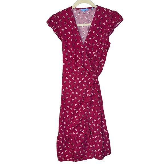 Draper James Magenta Floral Flounce Wrap Dress Size 2 - Picture 1 of 4